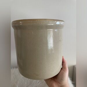 2 gallon vintage Ceramic Crock Planter / kitchen Accessory - Neutral Beige Glaze